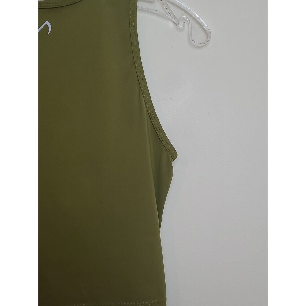 Tlf Womens Gym Crop Tank Top Green Scoop Neck Draped Stretch Medium - Picture 9 of 13